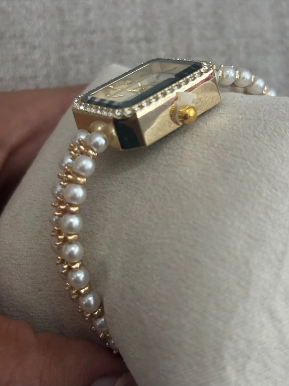 Rachel Zoe Gold Tone Pearl Crystal Women's Bracelet Watch